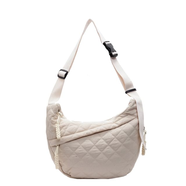 Plain Nylon Zip Crossbody Bag Quilted