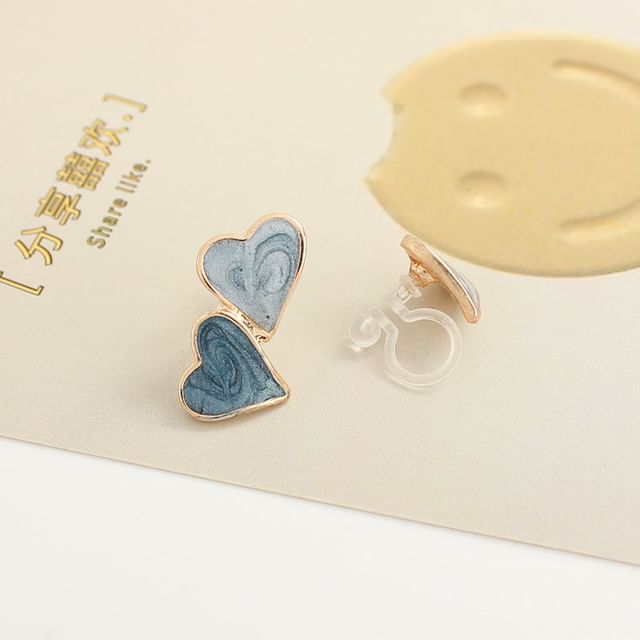 Asymmetrical / Earring Stud Heart Clip-On Ear