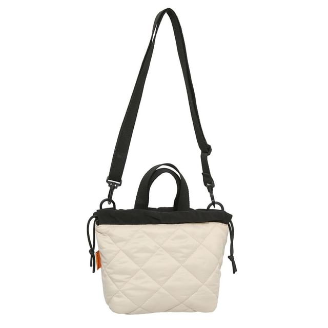 Quilted Drawstring Two-Tone Bag Crossbody