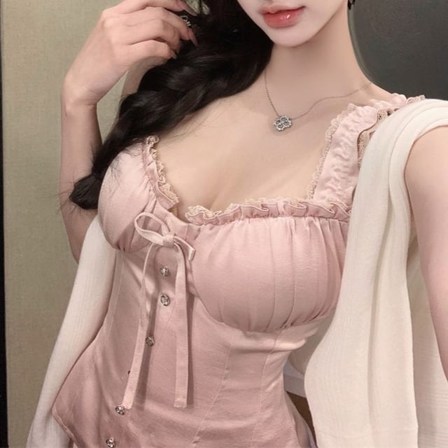 High Top Trim / Frill Maxi Skirt Waist Fishtail Sleeveless Plain