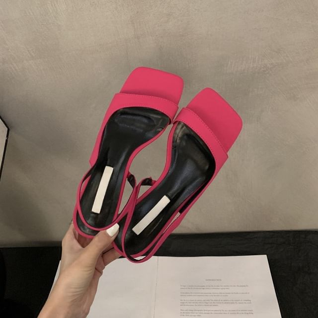 Sandals Slingback Chunky Heel Square-Toe