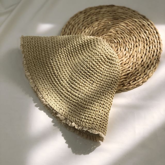 Straw Hat Lace Sun Trim