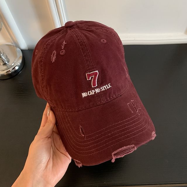 Baseball Cap Embroidered Lettering Distressed