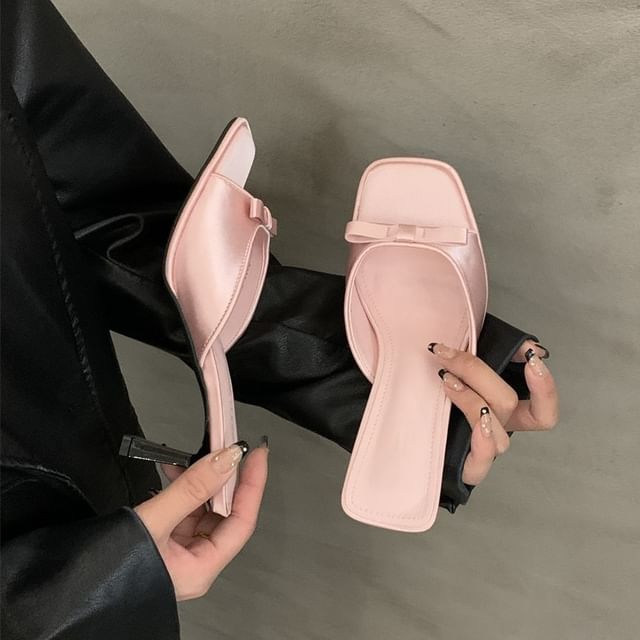 Slide Kitten Square Heel Sandals Toe