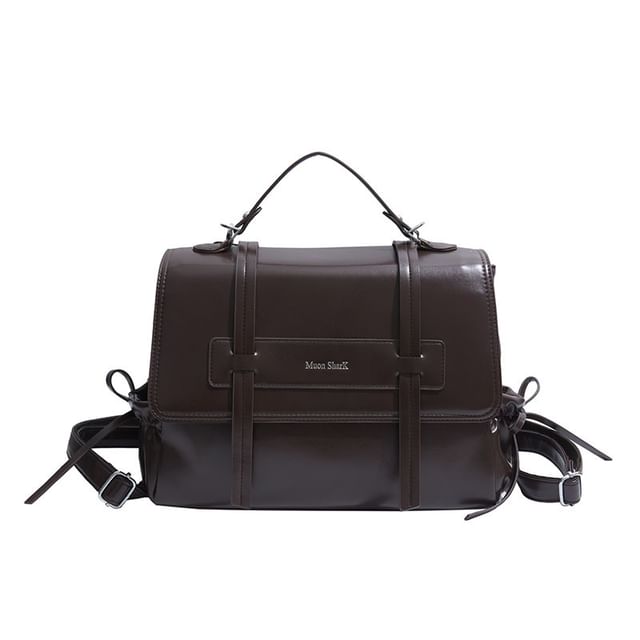 Lettering Faux Backpack Leather