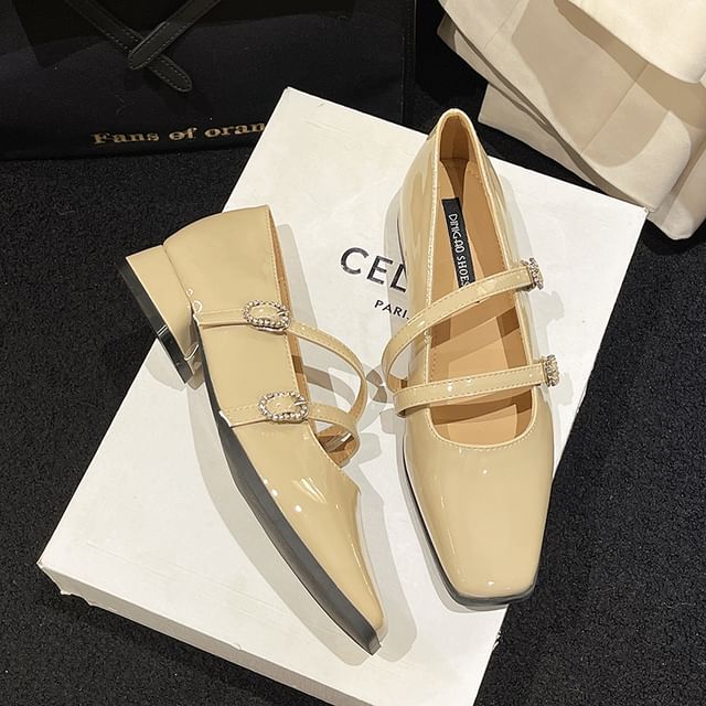 Sandals Heel Square-Toe Strap Double Low