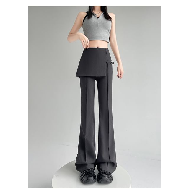 Waist Suit (Various High Designs) Buckled Flared Pants Overlay Skirt