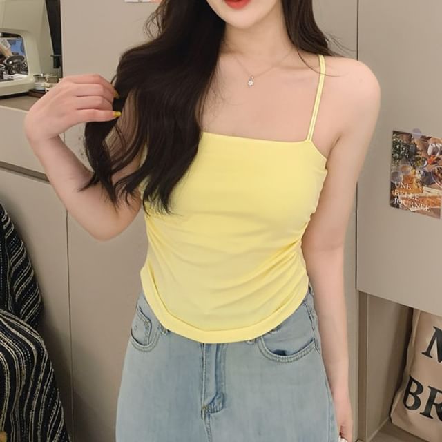 Slim Racerback Camisole Fit Ruched Padded Top