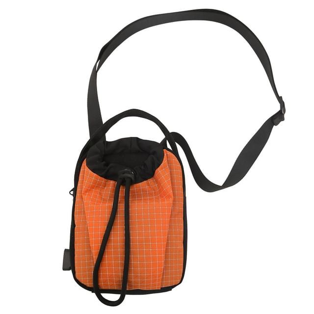 Drawstring Mobile Phone Nylon Crossbody Bag Plaid