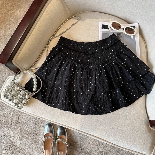 Dotted Rise High Mini Skirt A-Line