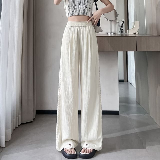 Wide Rise High Pants Panel Lace Leg