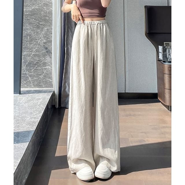 Drawstring Pants Wide Waist Designs) Leg (Various Plain