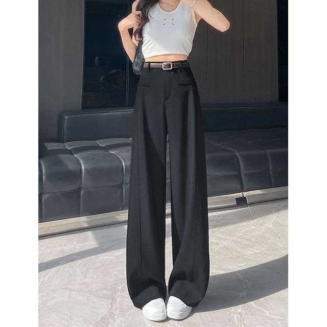 Designs) Plain Waist (Various Leg High Wide Pants Suit