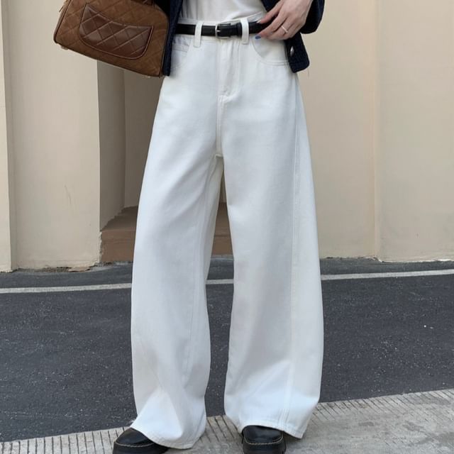 Jeans Low Waist Leg Wide Washed