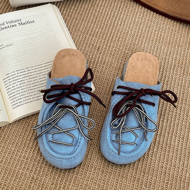 Denim Mules Lace-Up