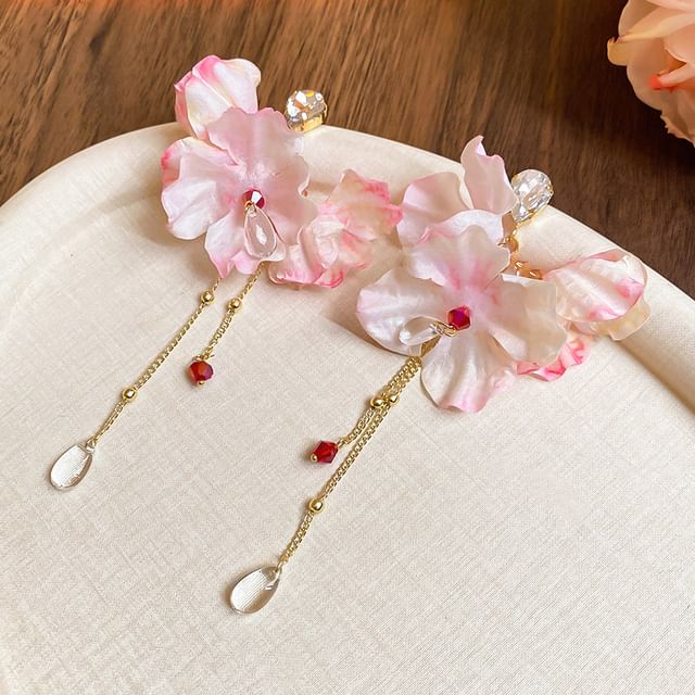 Alloy (Various Floral Dangle Designs) Fabric Earring