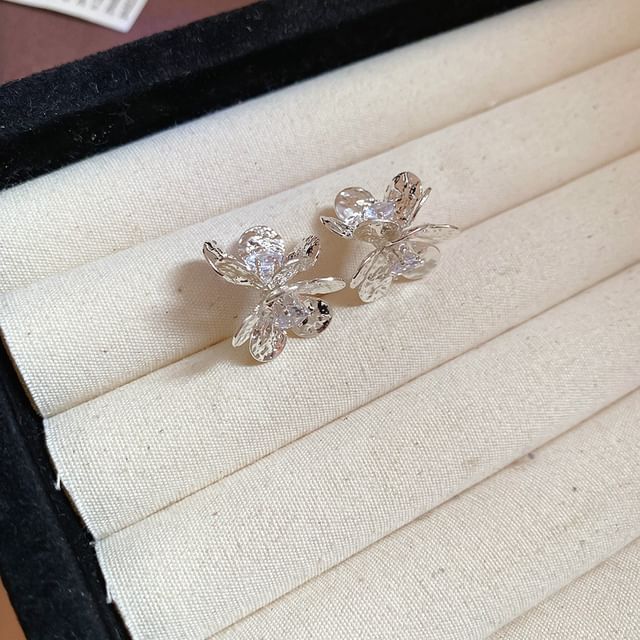 Earring Rhinestone Alloy Floral Statement