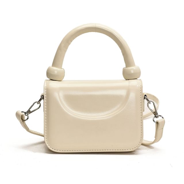 Faux Handle Leather Plain Bag Crossbody Top