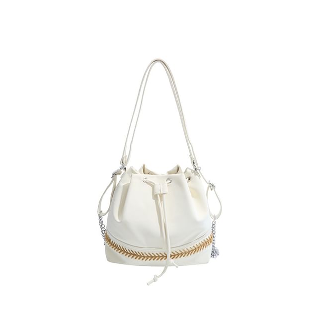 Bucket Two Bag Leather Drawstring Faux Tone
