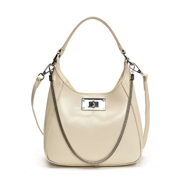 Bag Twist Lock Leather Handle Top Faux Crossbody