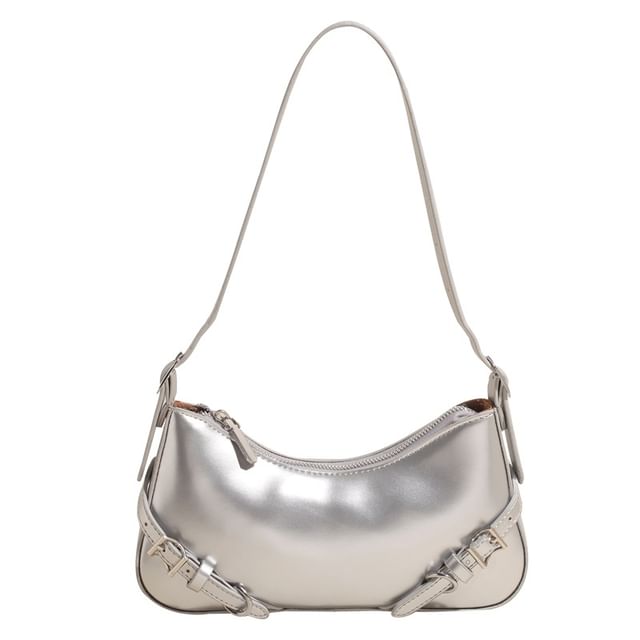 Buckled Bag Plain Crossbody Leather Faux