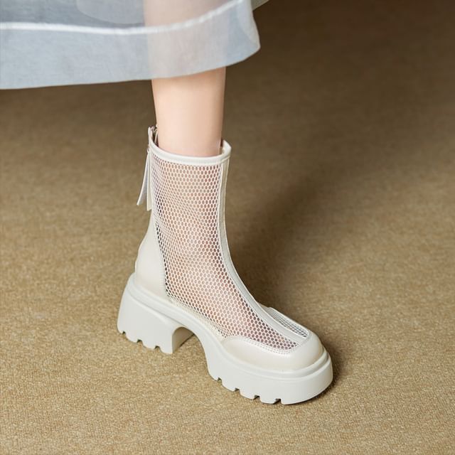 Short Panel Platform Boots Mesh
