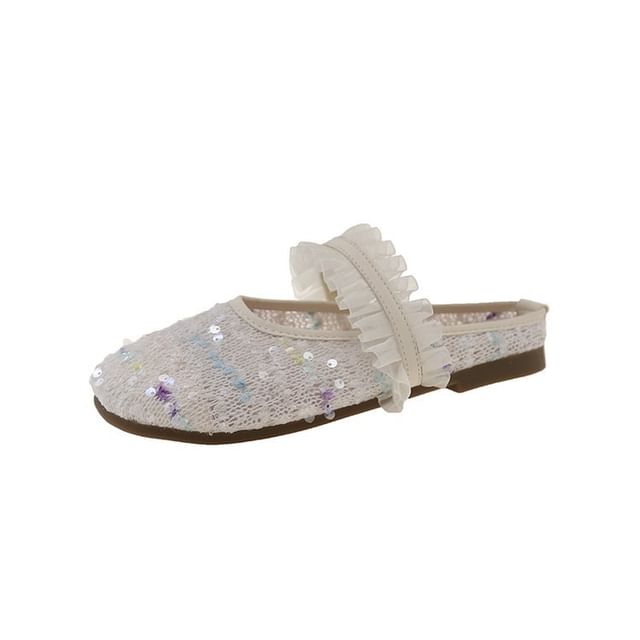 Toe Jane Mules Round Mary Mesh Sequin