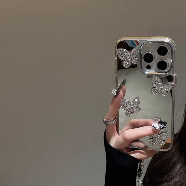 Case Decoration Phone Butterfly Mirrored / Strap Adhesive with Set