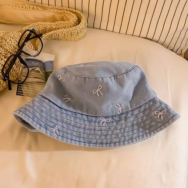 Hat Bucket Embroidered Bow