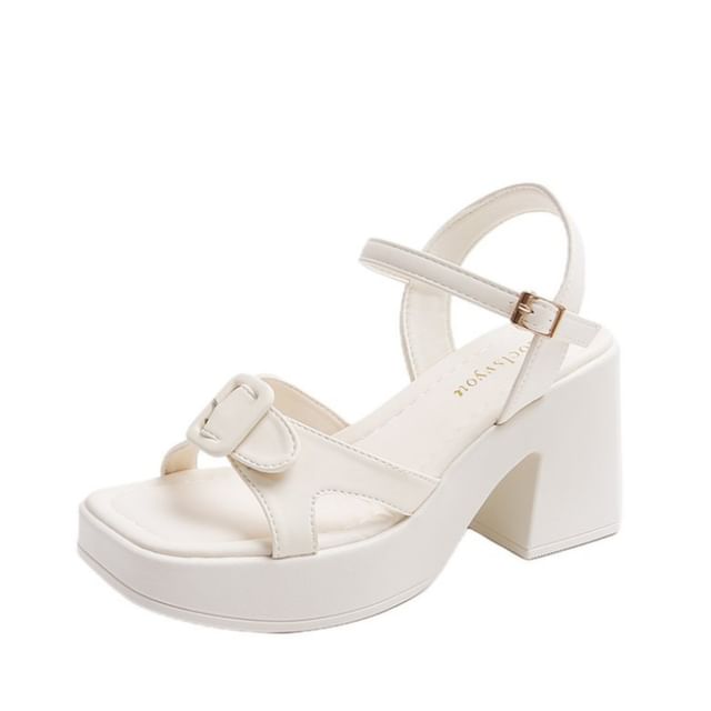 Block Heel Buckled Platform Sandals