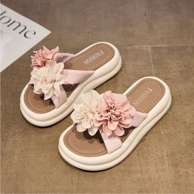 Slide Floral Platform Sandals