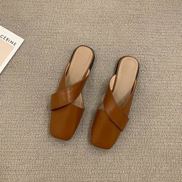 Cross Toe Criss Square Mules