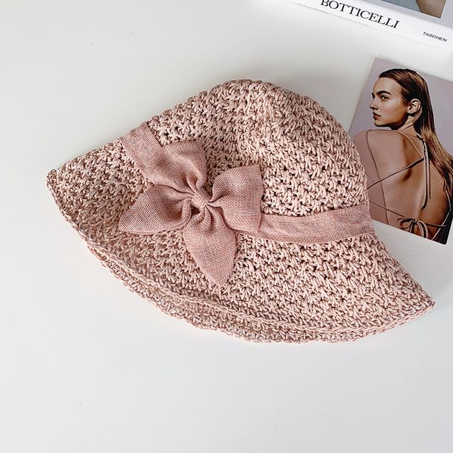 Hat Bow Straw Bucket