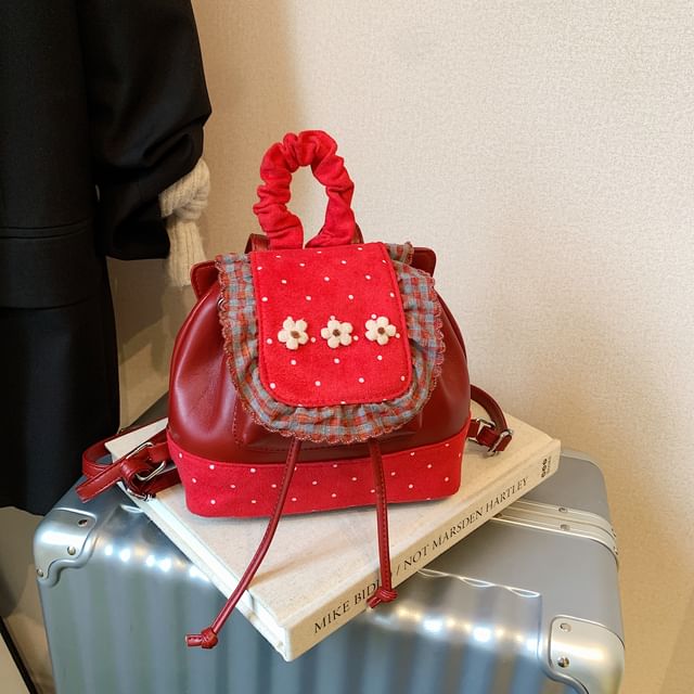 Small Backpack Dotted Ruffle Panel Floral