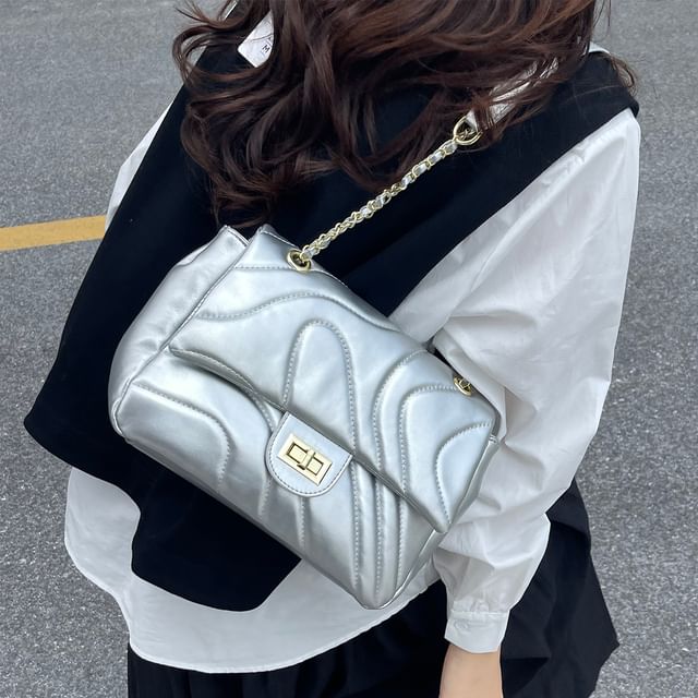 Crossbody Leather Faux Bag Flap Quilted Plain