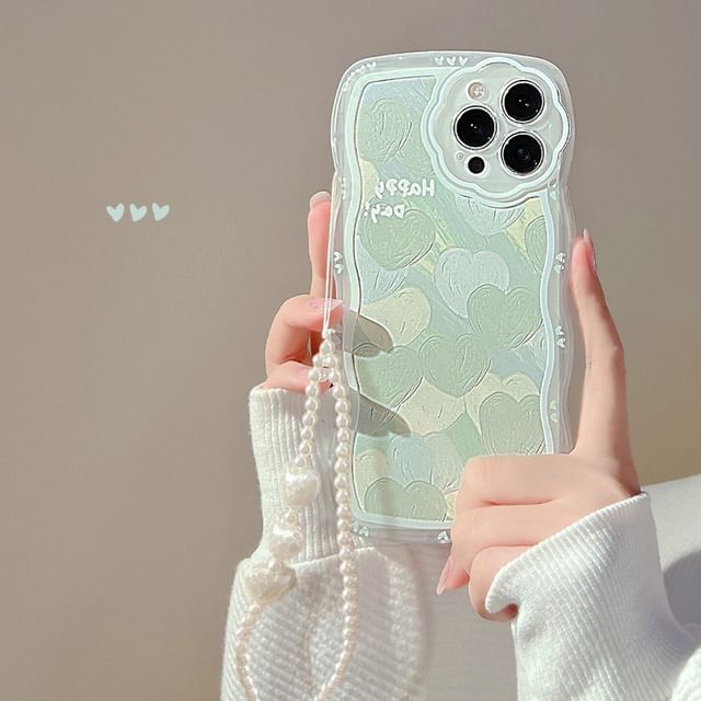 Heart Phone Case / Faux Pearl Strap / Set