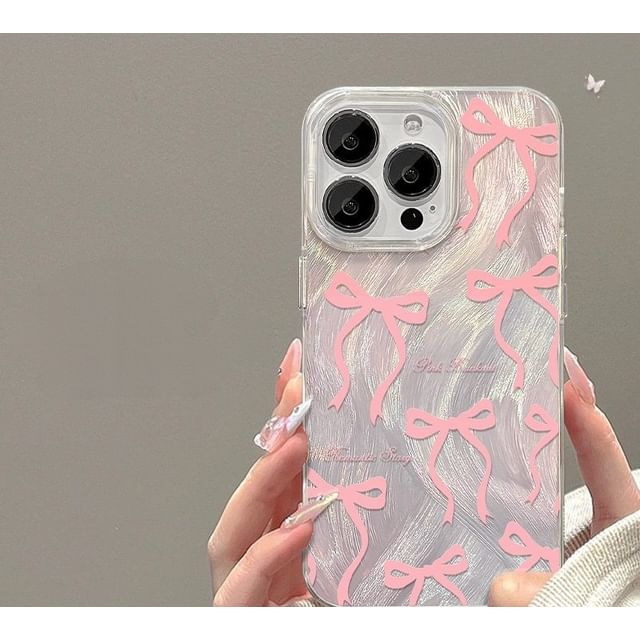 Heart / Ribbon / Faux Pearl Phone Case