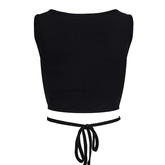 Schwarzes Crop-Top mit Cut-outs
