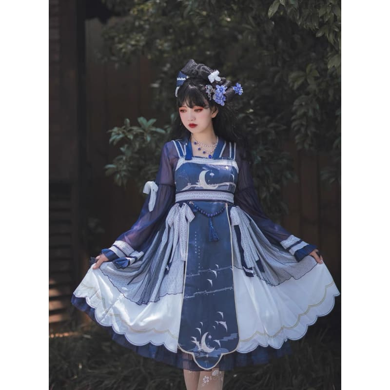 fantasy dress blue A-Line Sweetheart Neck Off Shoulder Tulle Gray Blue Long Prom Dress, B –  dresstby main image 0