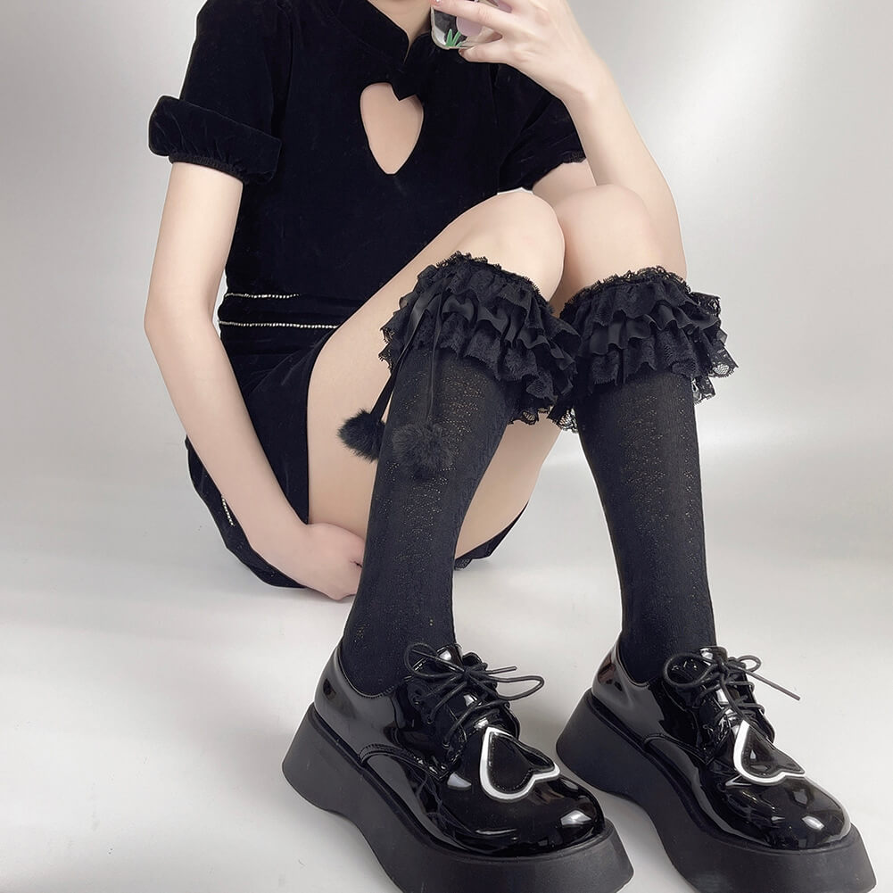 Bas Lolita en peluche à plusieurs couches