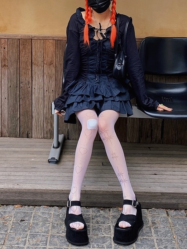 Collants Lolita Tattoo Stars Heart
