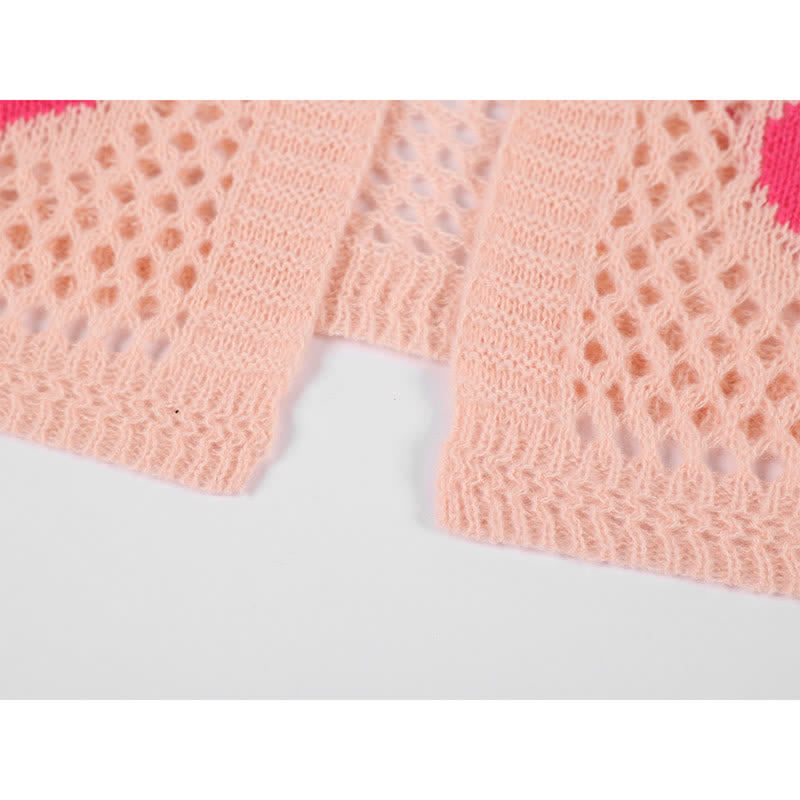 Robe à volants avec cardigan ajouré en forme de cœur