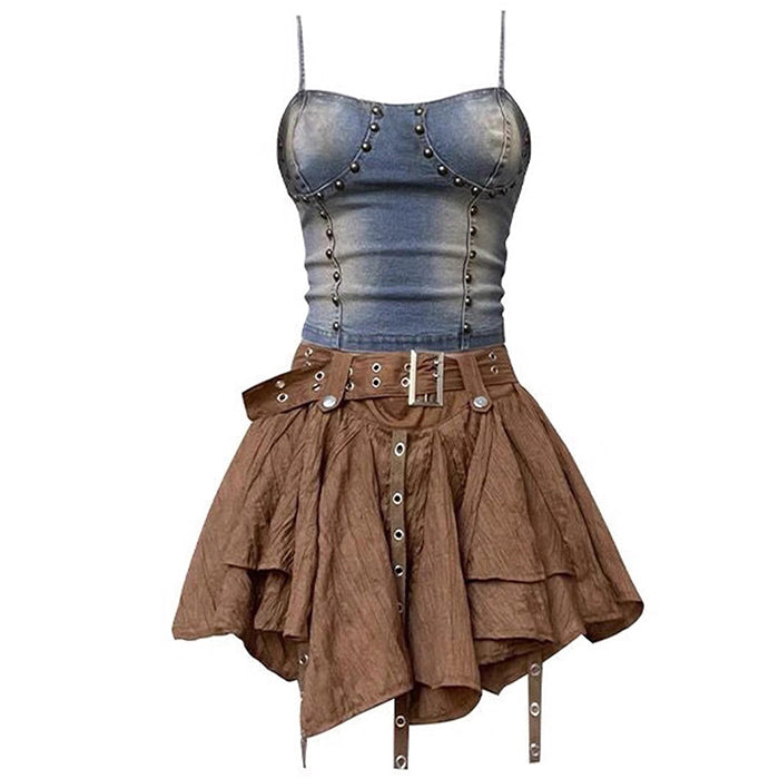 Vintage-Jeansoberteil mit Nieten