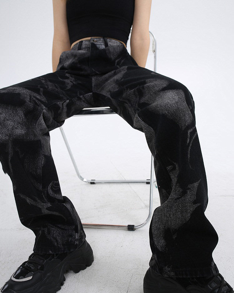 Schwarze Jeans mit geradem Bein