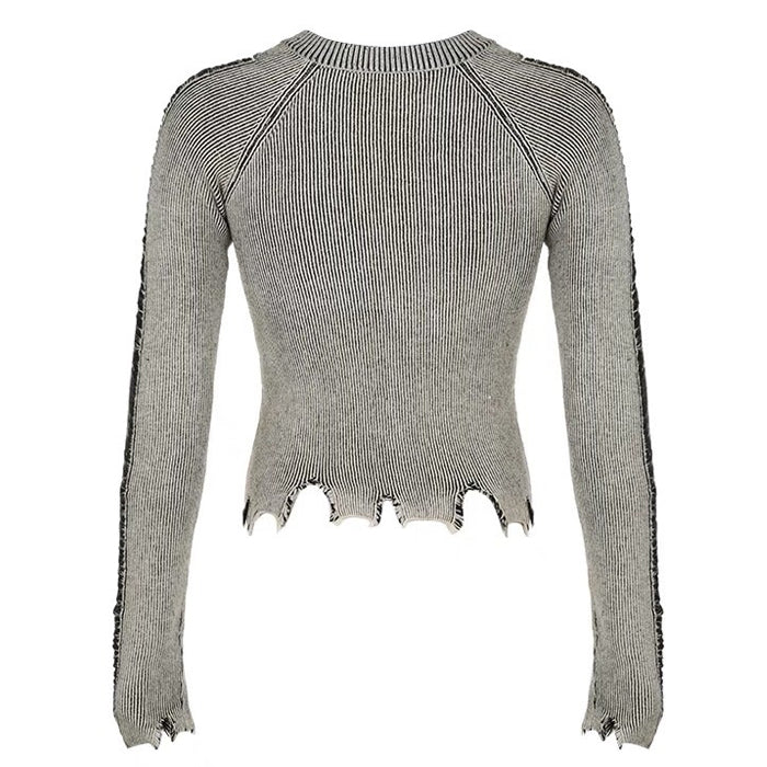 Zerrissenes Langarm-Top mit Sternen