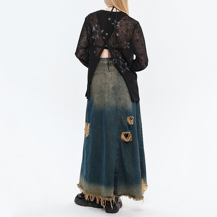 Langärmliges Oberteil im Y2K-Stil mit Stern