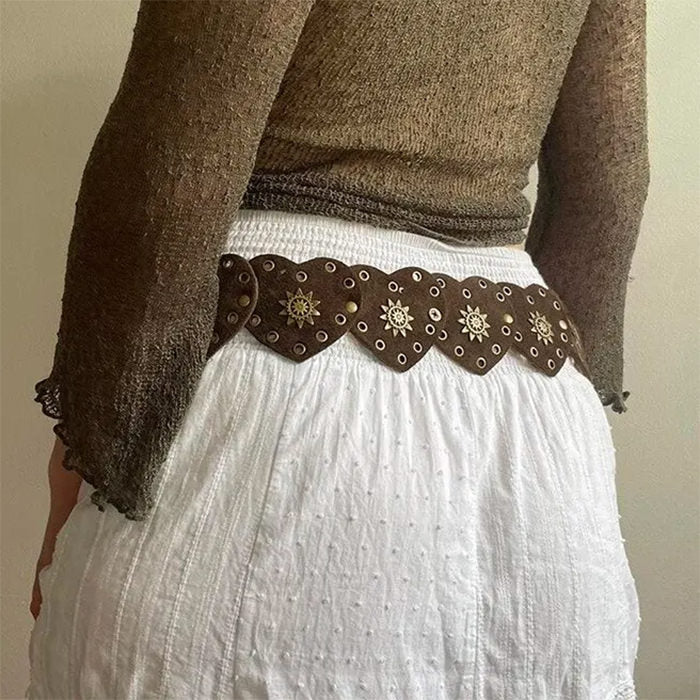Ceinture en daim marron avec coeur vintage