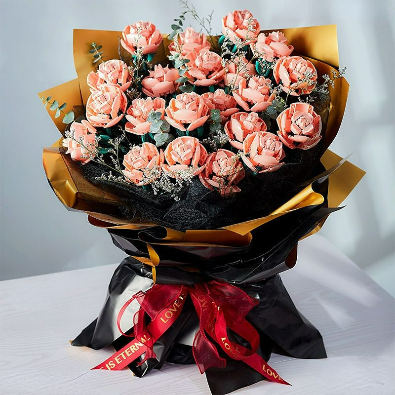 3D DIY Pink Rose Building Blocks - Pink Wonderland Case