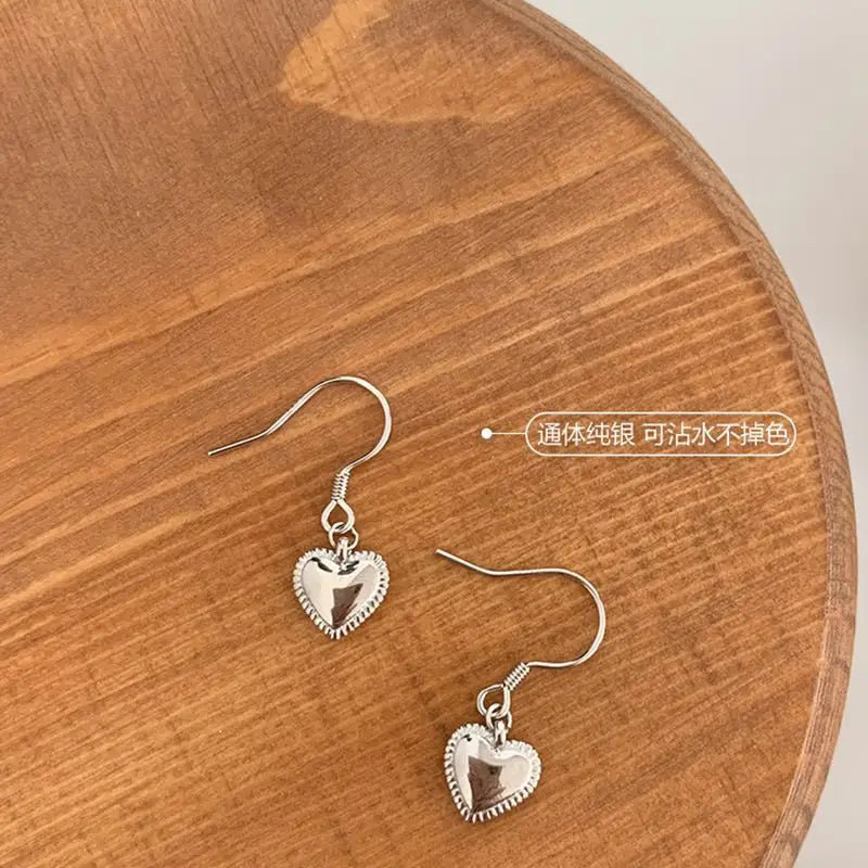 925 Sterling Silver Heart Drop Earring CG123 - Silver / One