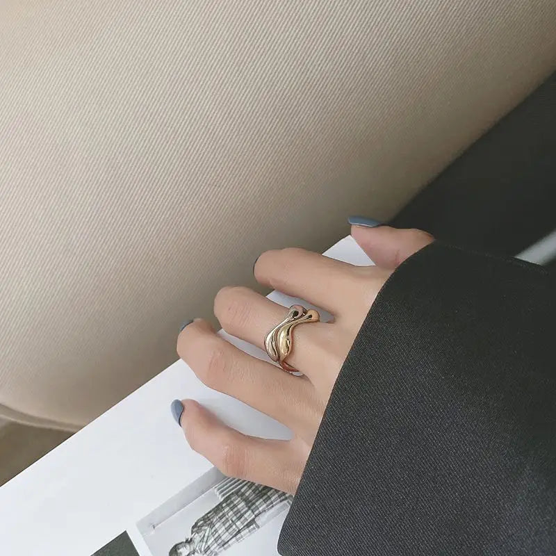 925 Sterling Silver Irregular Open Ring CG136 - Hand Fashion